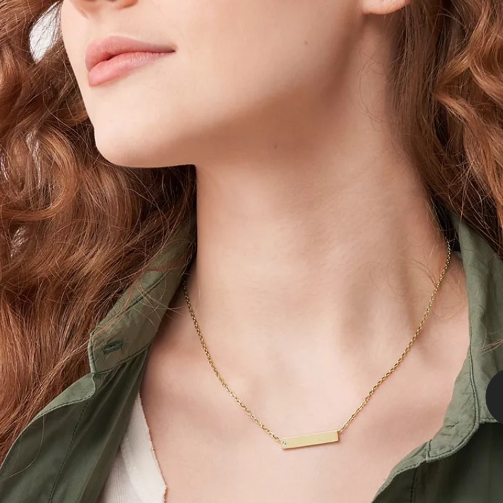 EUC, Fossil, Gold Tone Bar Necklace